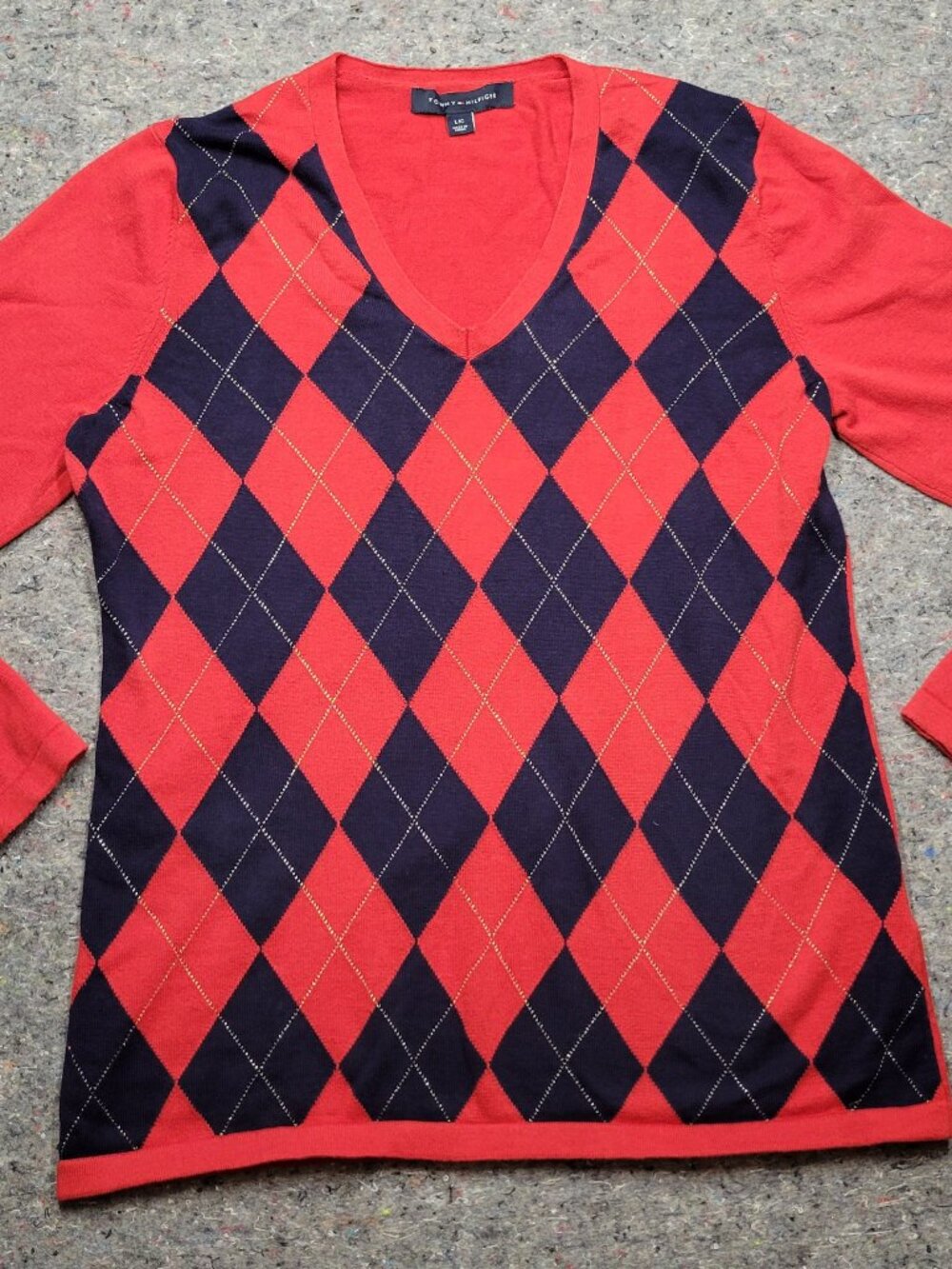 Womens sweater, Tommy Hilfiger, size large, red  and blue